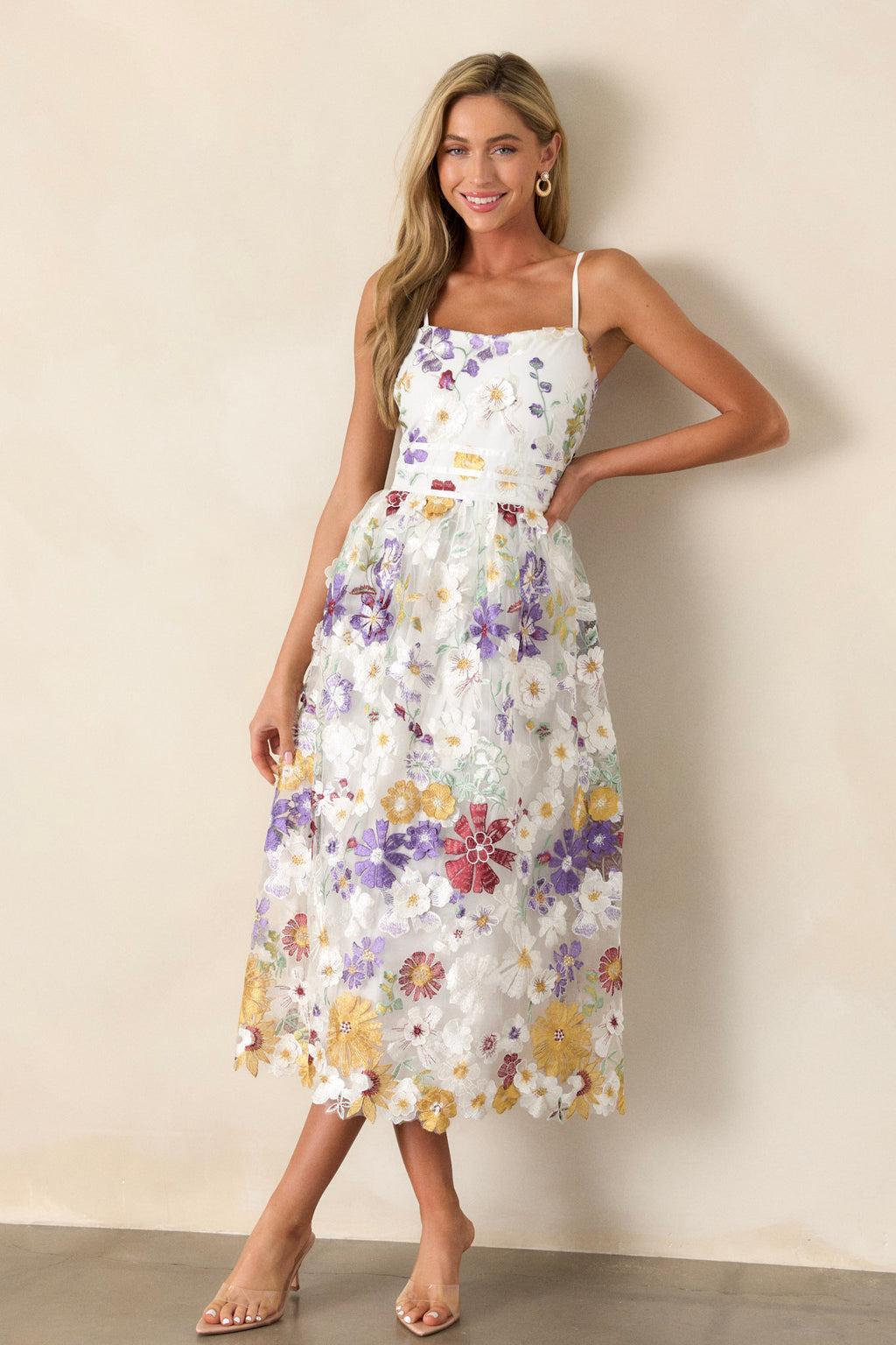 Serene Radiance Ivory Floral Maxi Dress Product Image