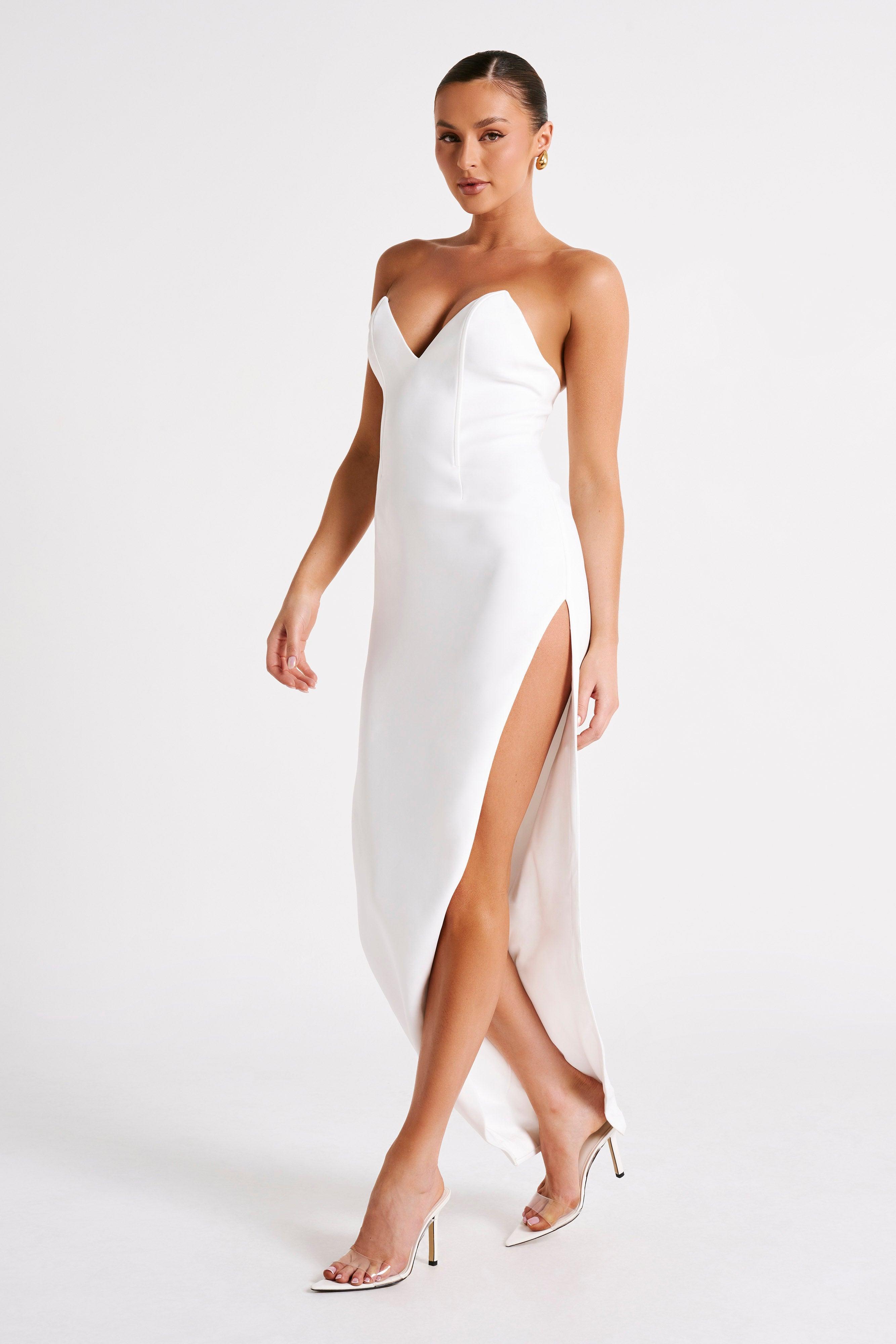 Natasha Pointed Corset Maxi Dress - White Product Image