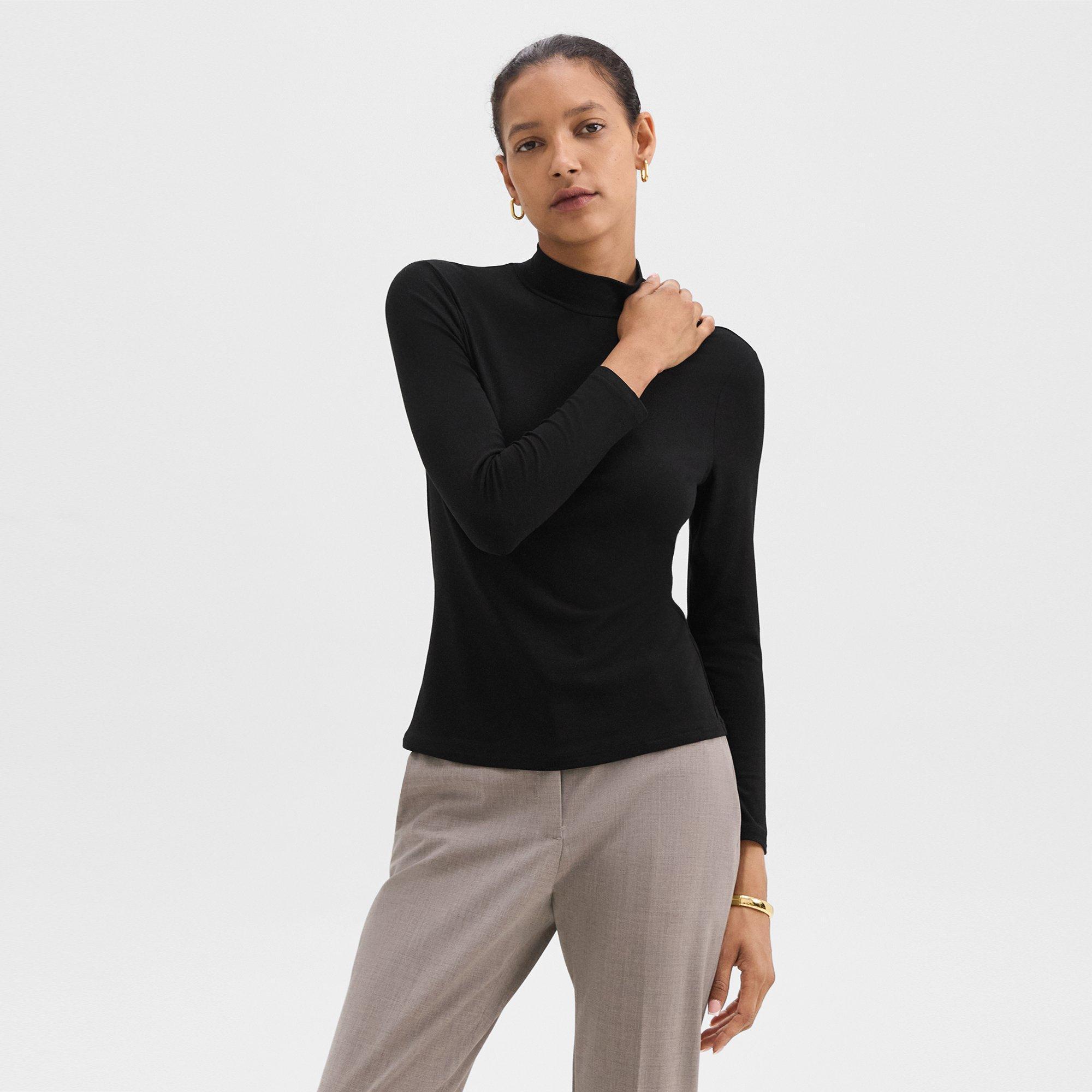 Rib Knit Viscose Mock Neck Top | Theory Product Image