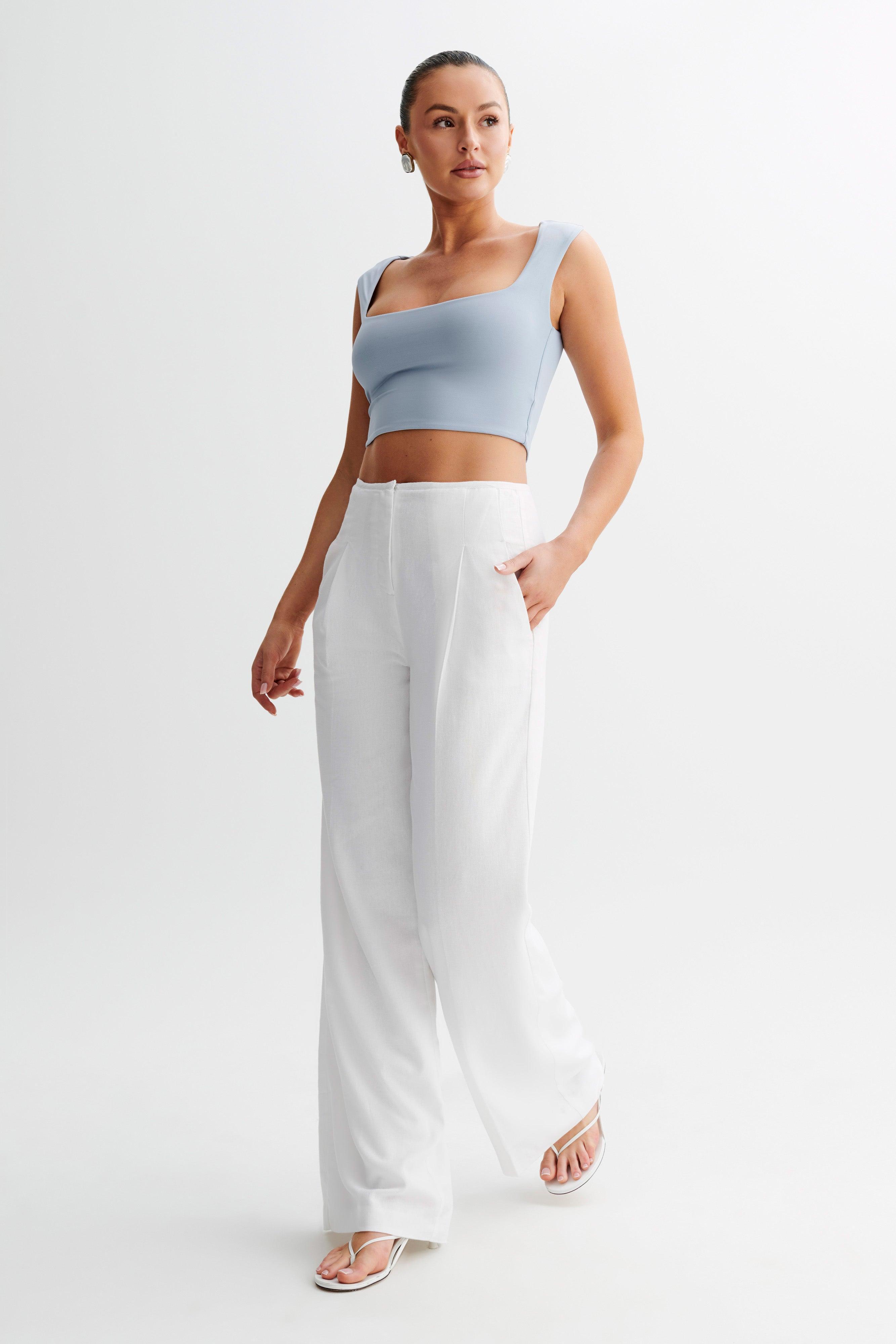 Linley Recycled Nylon Cropped Top - Dusty Blue Product Image