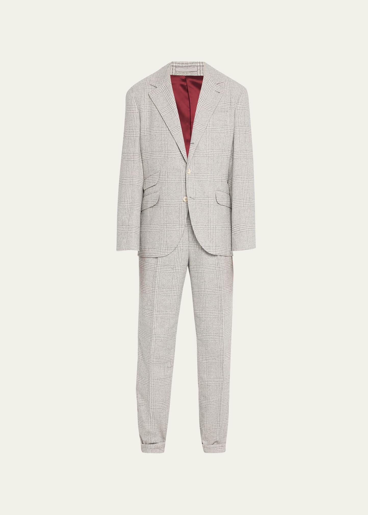 Mens Plaid Cashmere-Blend Suit Product Image