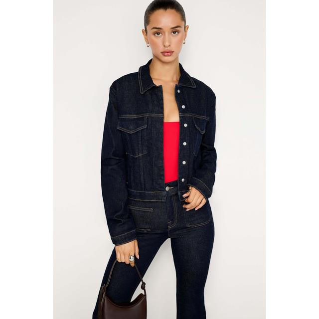 Womens Raw Rinsed Denim Classic Jacket | | Good American by Khlo Kardashian Product Image