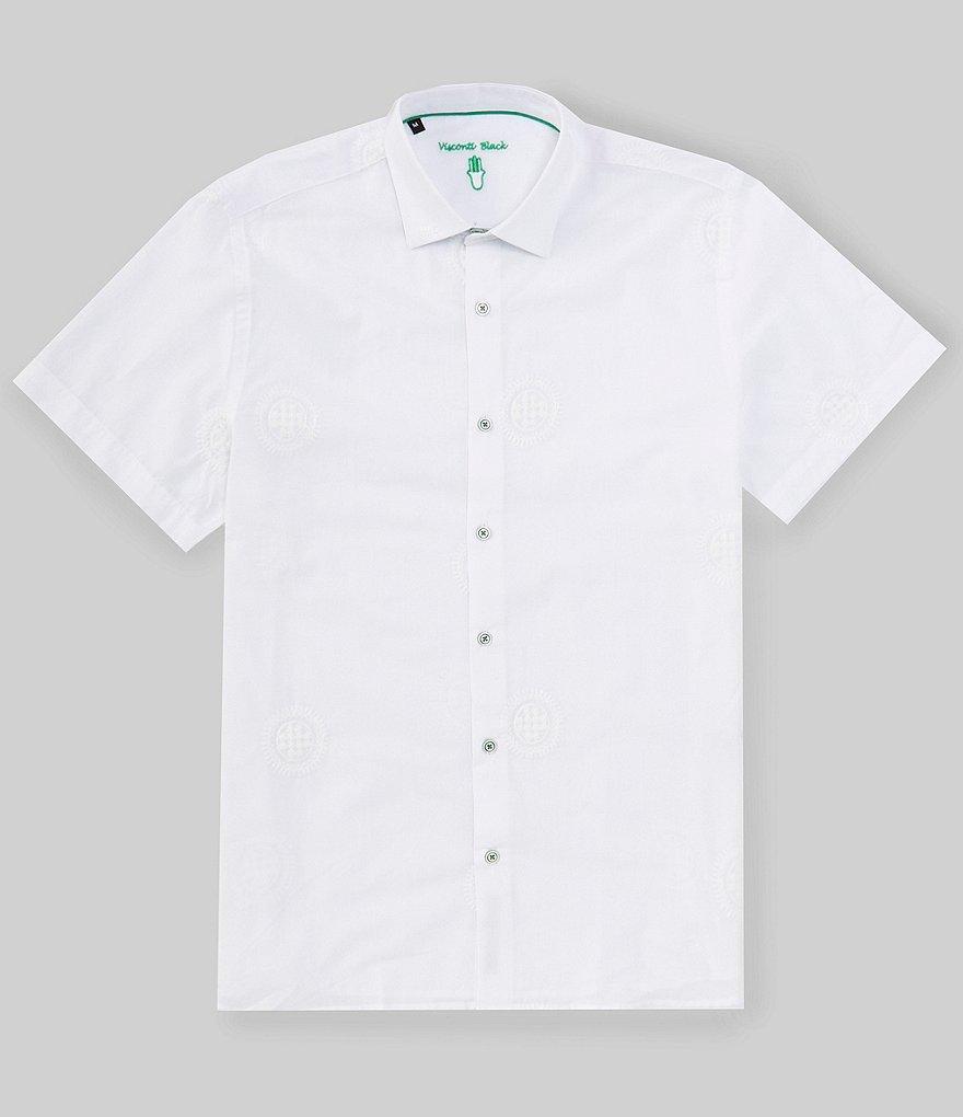 Visconti Stretch Tonal Circle Print Short Sleeve Woven Shirt Product Image