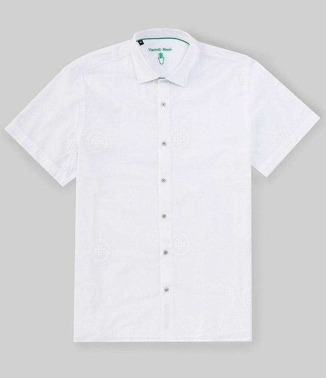 Visconti Stretch Tonal Circle Print Short Sleeve Woven Shirt Product Image