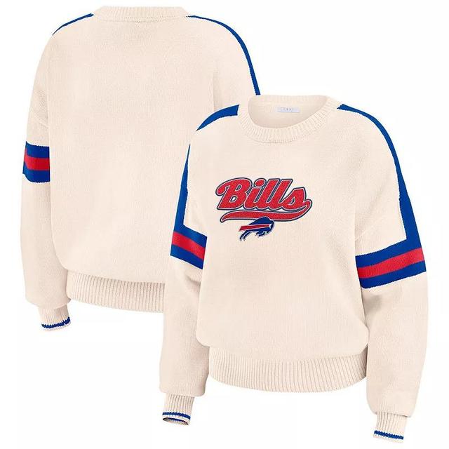 Womens WEAR by Erin Andrews Cream Buffalo Bills Stripe Pullover Sweater Product Image