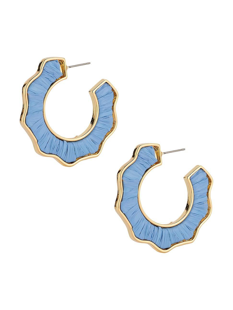 Womens Darby 14K-Gold-Plated & Raffia Wavy Hoop Earrings Product Image