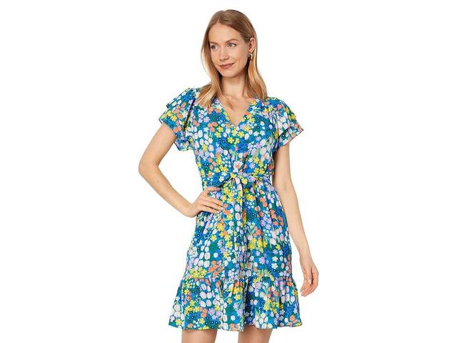 Maggy London Short Sleeve Flutter Sleeve Dress with Ruffle Hem Yellow) Women's Dress Product Image