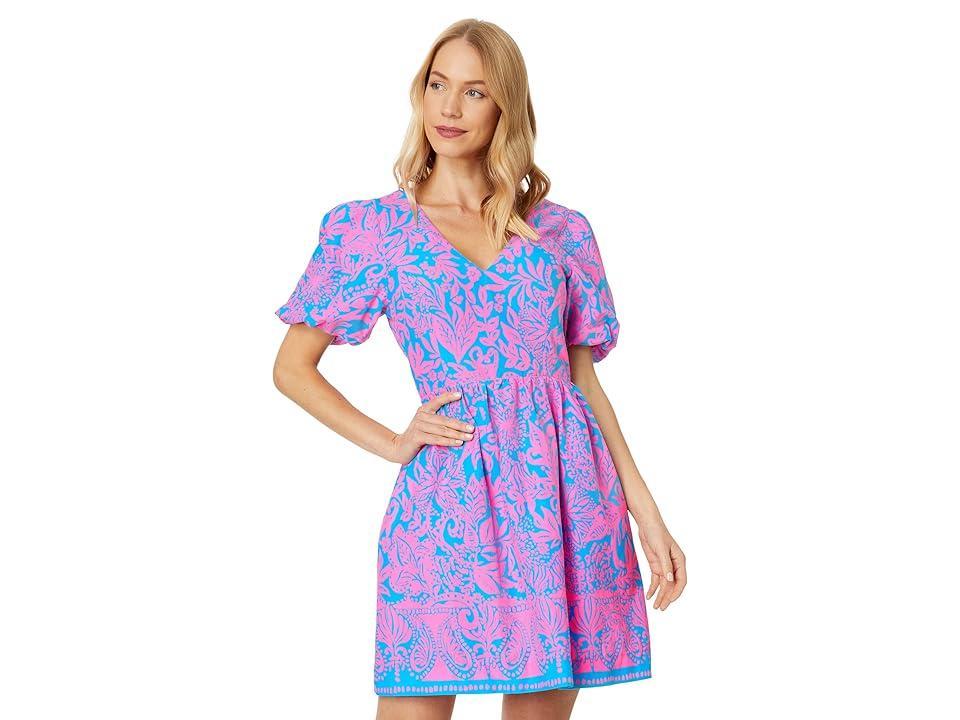 Lilly Pulitzer Suzie Short Sleeve Cotton Dress (Aura Leaf An Impression) Women's Dress Product Image