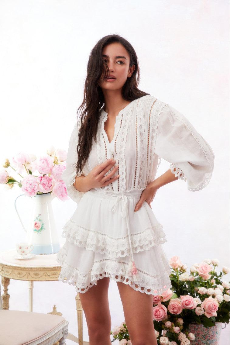 Tindra Eyelet Cotton Mini Dress Product Image