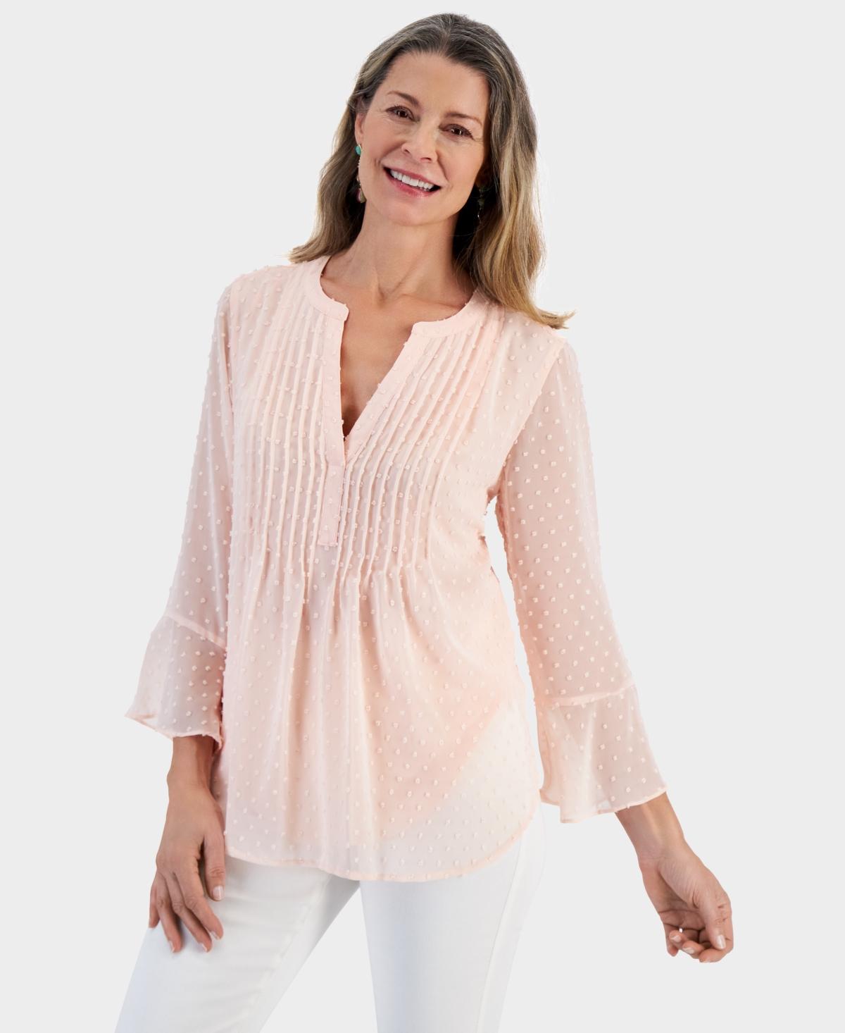 Style & Co Womens Textured Pintuck Ruffle Sleeve Top, Regular & Petite, Created for Macys Product Image