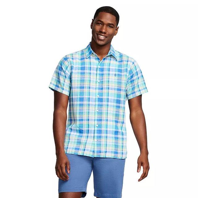 Mens IZOD Linen Blend Short Sleeve Button Front Shirt Product Image