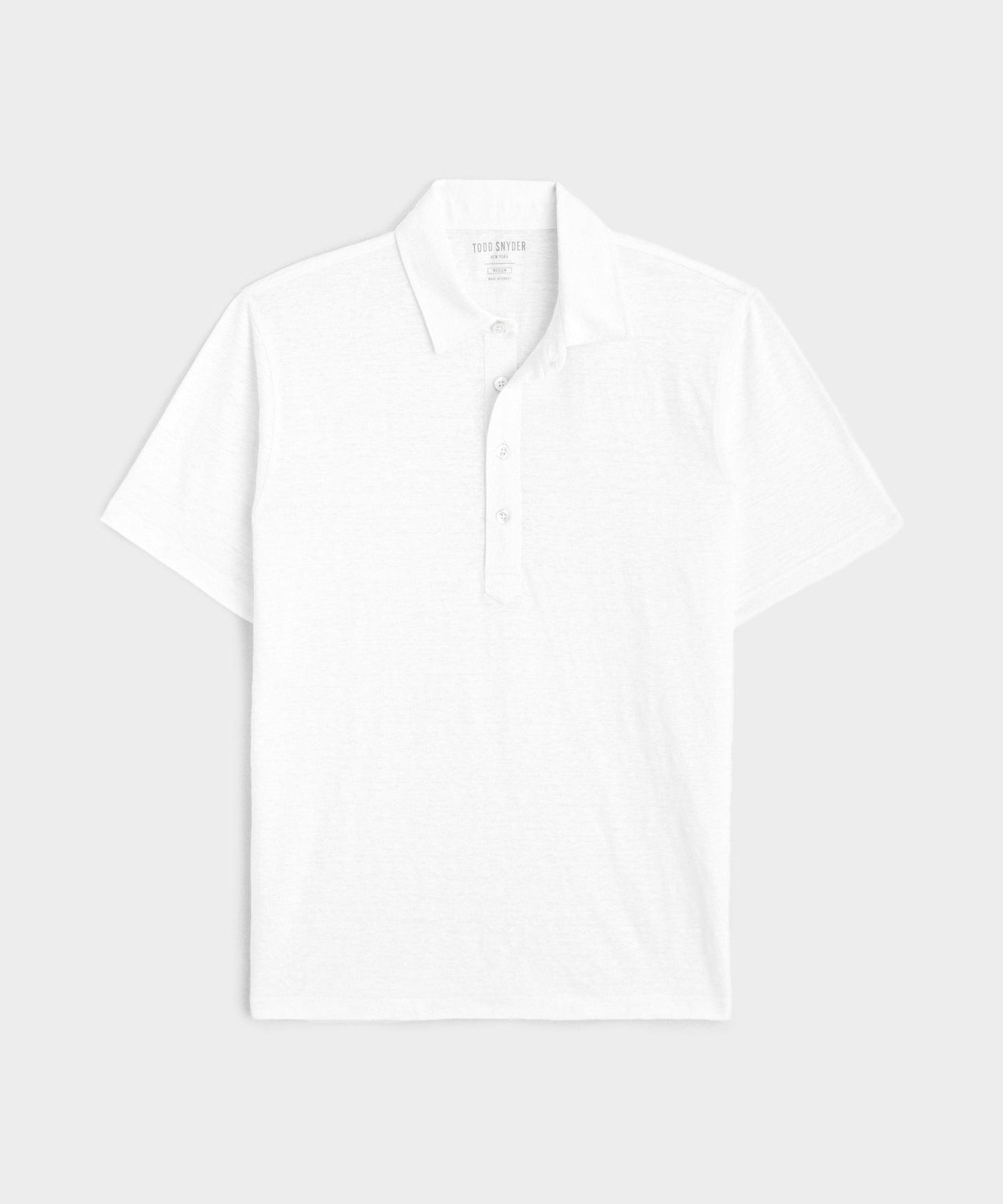 Linen Polo in White Product Image