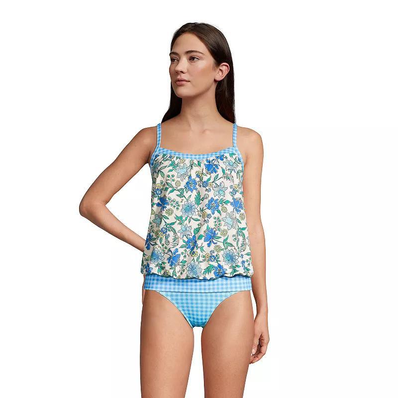 Womens Lands End DDD-Cup Bust-Minimizer Blouson Chlorine-Resistant Tankini Swim Top Product Image