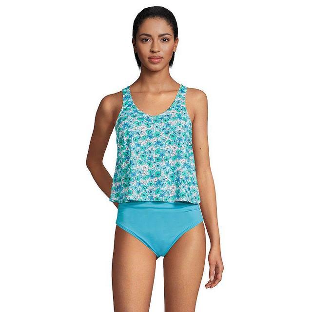 Womens Lands End Chlorine Resistant V-neck One Piece Faux-kini Swimsuit Blue Product Image