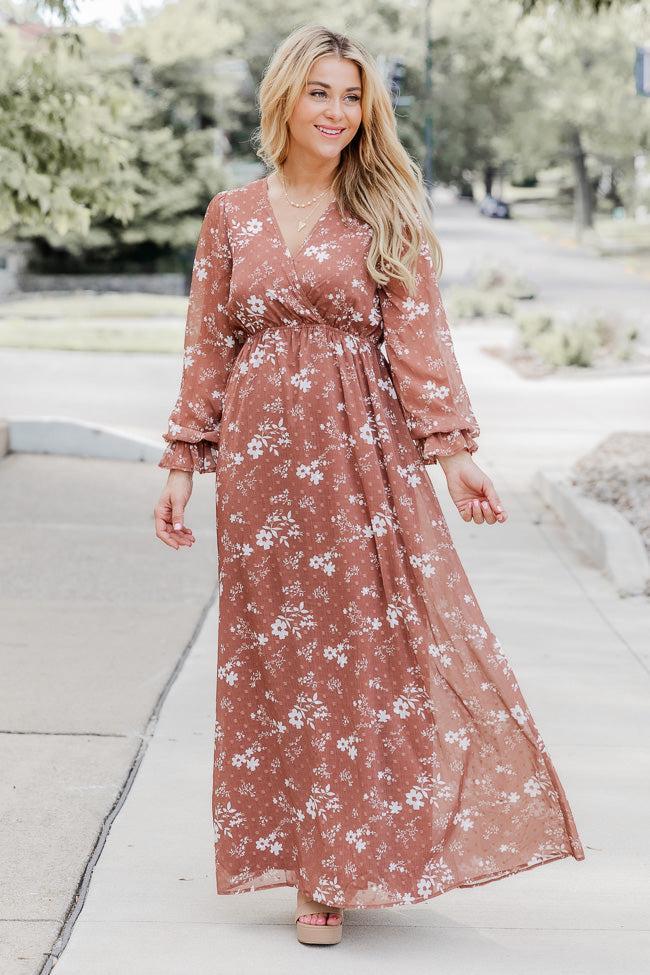 Beautifully You Brown Floral Maxi Dress Product Image