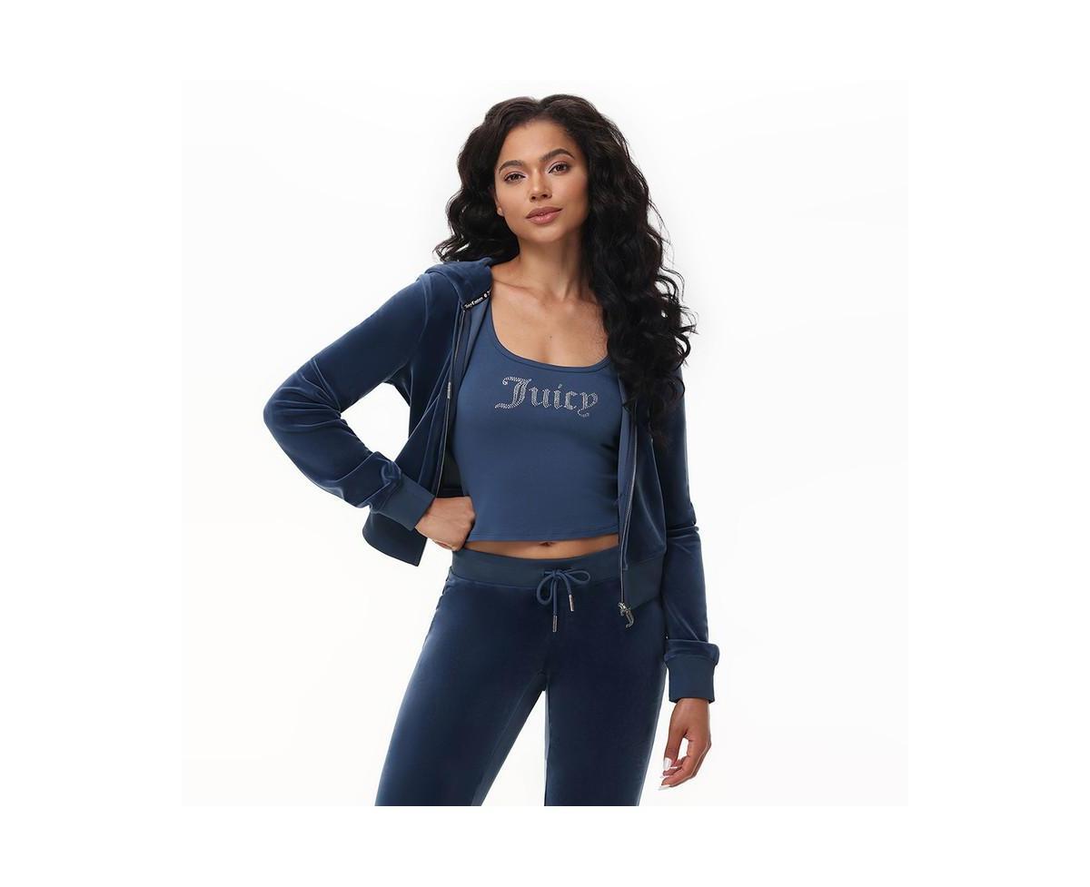 Juicy Couture Womens Ombre Big Bling Velour Hoodie Product Image