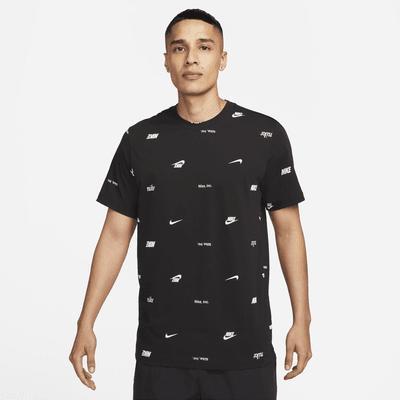 Nike Mens NSW Club+ All Out Print T-Shirt - Black/Black Product Image