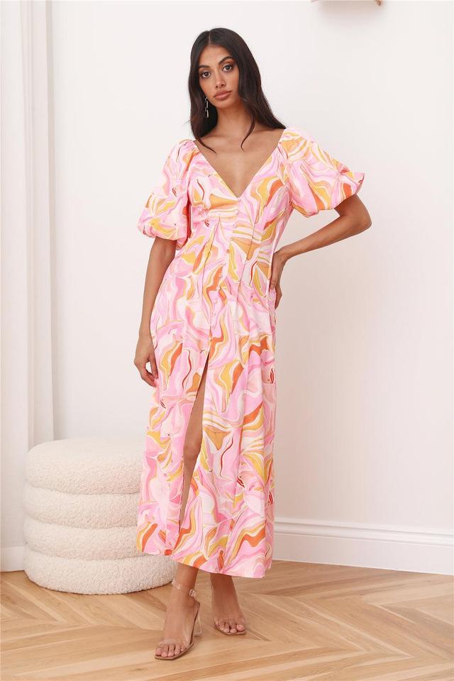 RUNAWAY Louise Midi Dress Pink Product Image