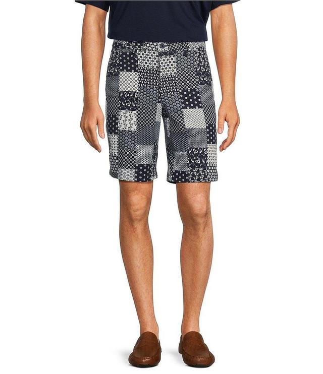 Roundtree & Yorke Casuals Flat Front Straight Fit Patchwork Printed 9#double; Inseam Shorts Product Image