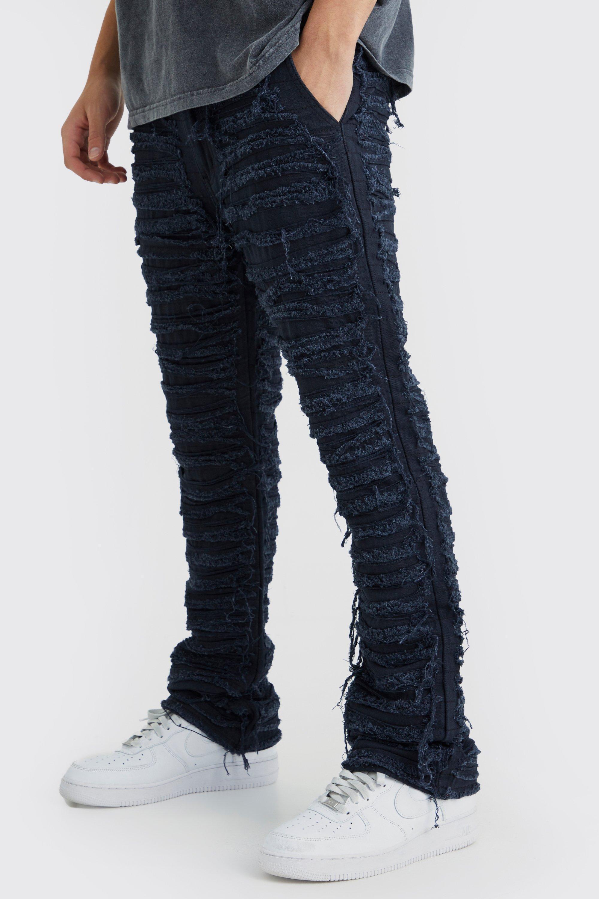 Slim Flare Heavily Distressed Trouser | boohooMAN USA Product Image