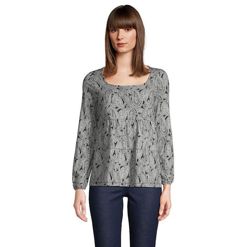 Petite Lands End Squareneck Tiered Top, Womens Product Image