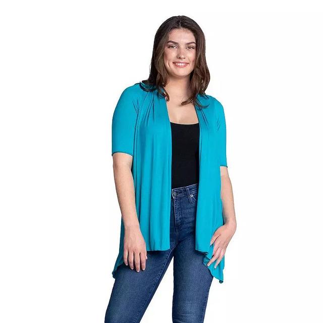 Womens 24Seven Comfort Apparel Loose Fit Open Front Cardigan with Half Sleeve Product Image