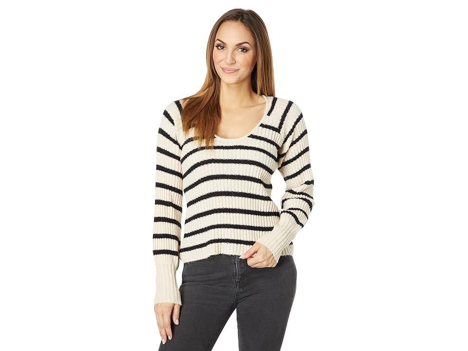 Saltwater Luxe Rickie Long Sleeve Stripe Scoop Neck Sweater (Vanilla) Women's Clothing Product Image