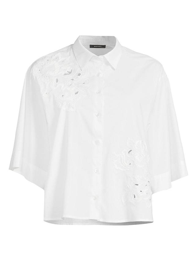 Womens Embroidered Cotton Poplin Shirt Product Image