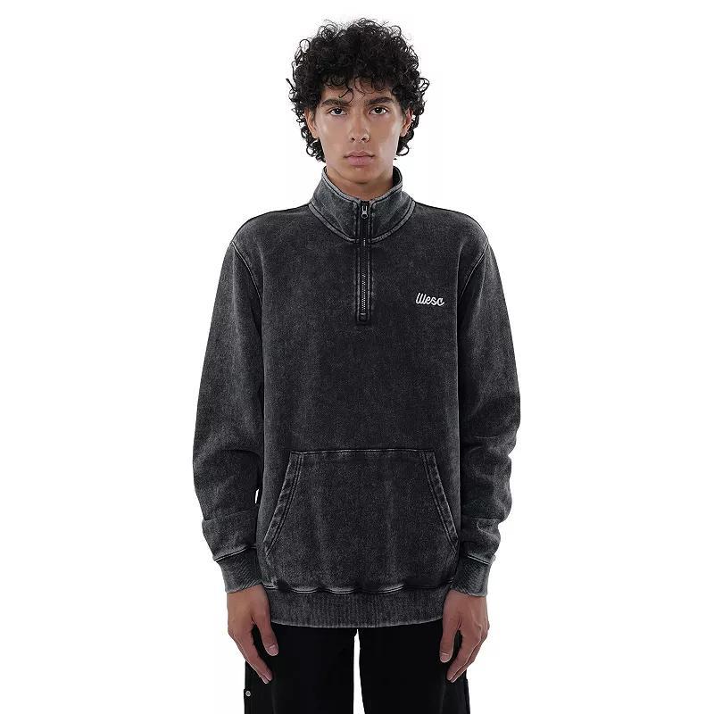 Mens WeSC Logo Mockneck Quarter Zip Pullover Product Image