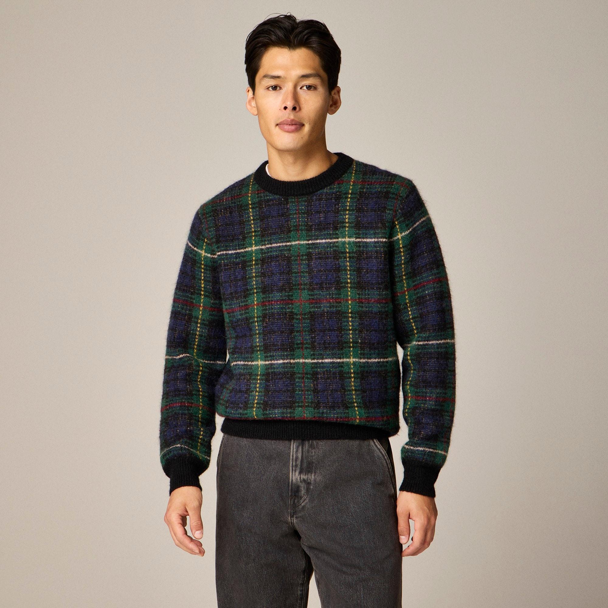 Alpaca-blend crewneck sweater in plaid Product Image