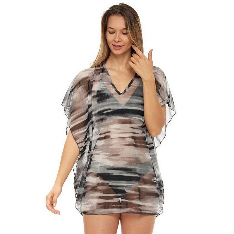 Womens Jordan Taylor Printed Mesh Kaftan Swim Cover-Up Blue Product Image