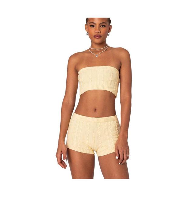 Edikted Womens Raegan Cable Knit Bandeau Top Product Image