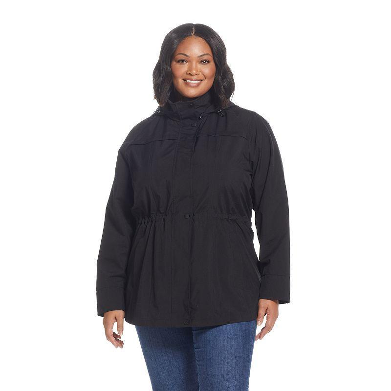 Plus Size Gallery Hooded Packable Jacket, Womens Black Product Image