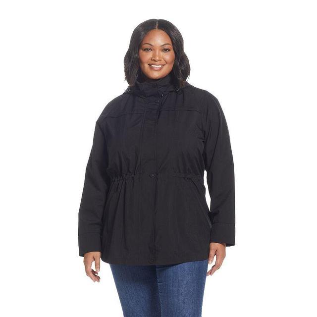 Plus Size Gallery Hooded Packable Jacket, Womens Black Product Image