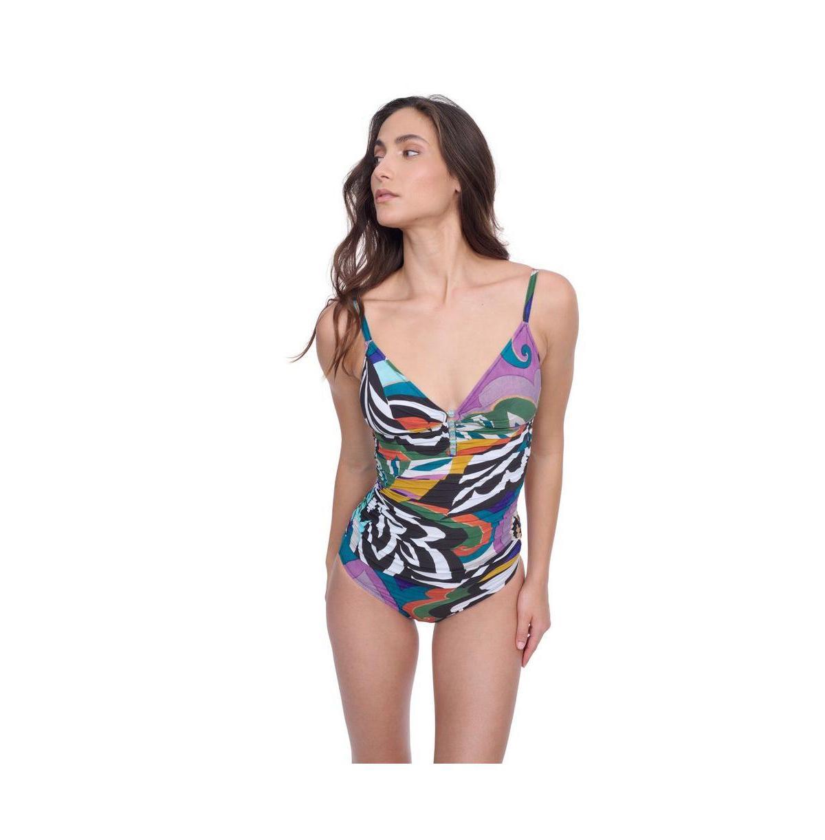 Profile by Gottex Womens Tribal Art Beaded V-Neck Tankini Swim Top Product Image