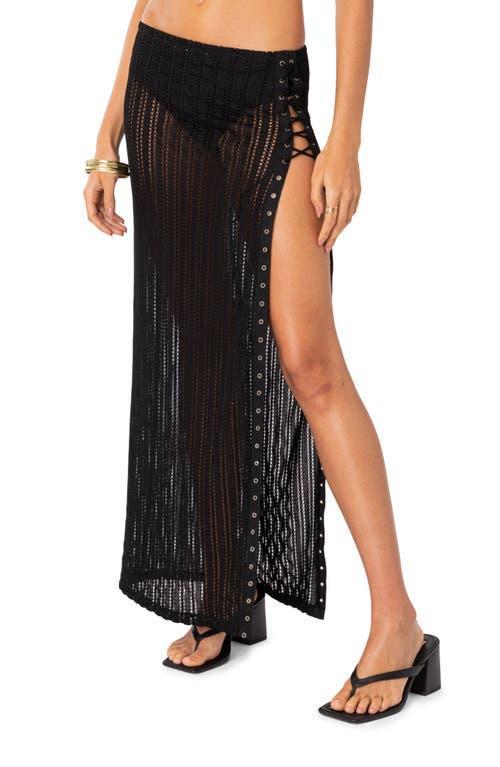 Womens Lucea Lace Up Sheer Knit Maxi Skirt Product Image