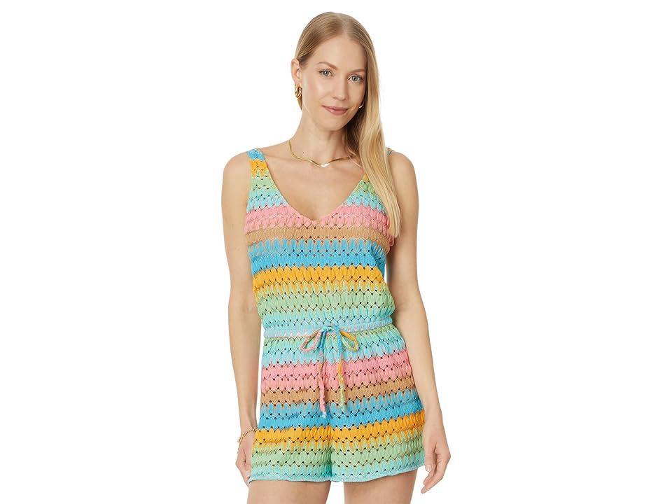 Show Me Your Mumu Ren Romper Stripe Crochet) Women's Shorts Product Image