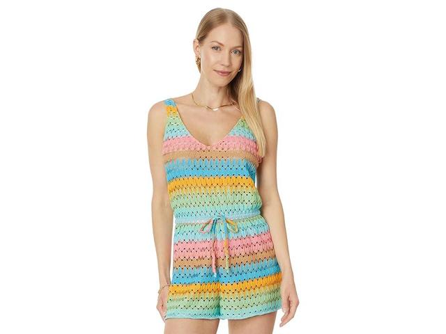 Show Me Your Mumu Ren Romper Stripe Crochet) Women's Shorts Product Image