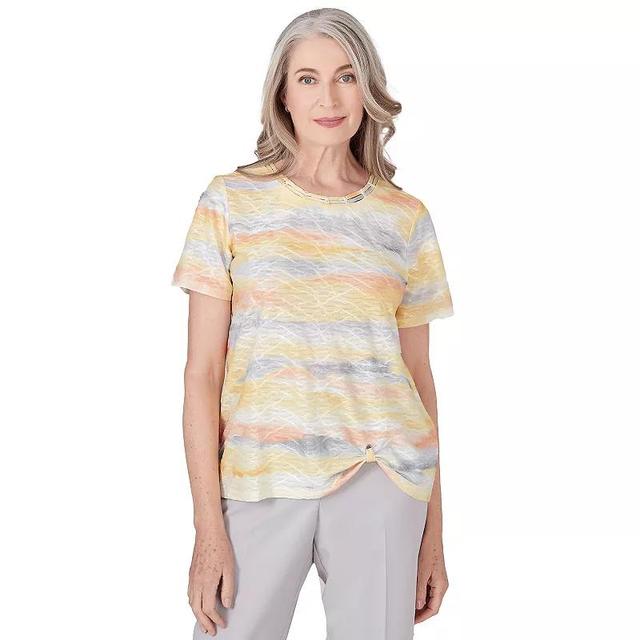 Petite Alfred Dunner Short Sleeve Watercolor Print Top, Womens Product Image