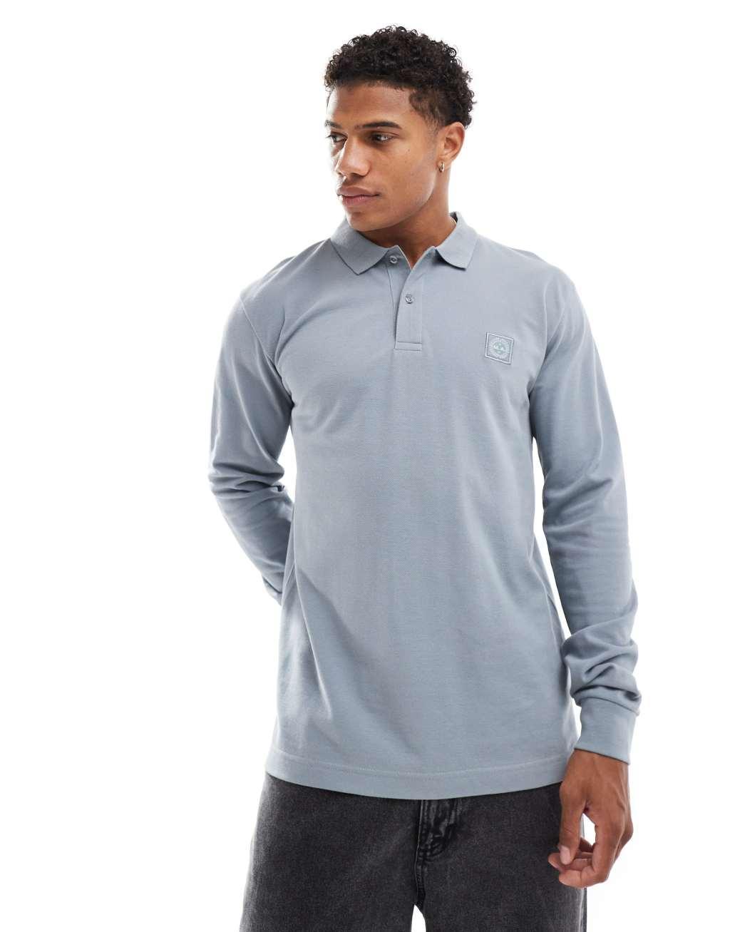 Marshall Artist long sleeve polo in gray Product Image