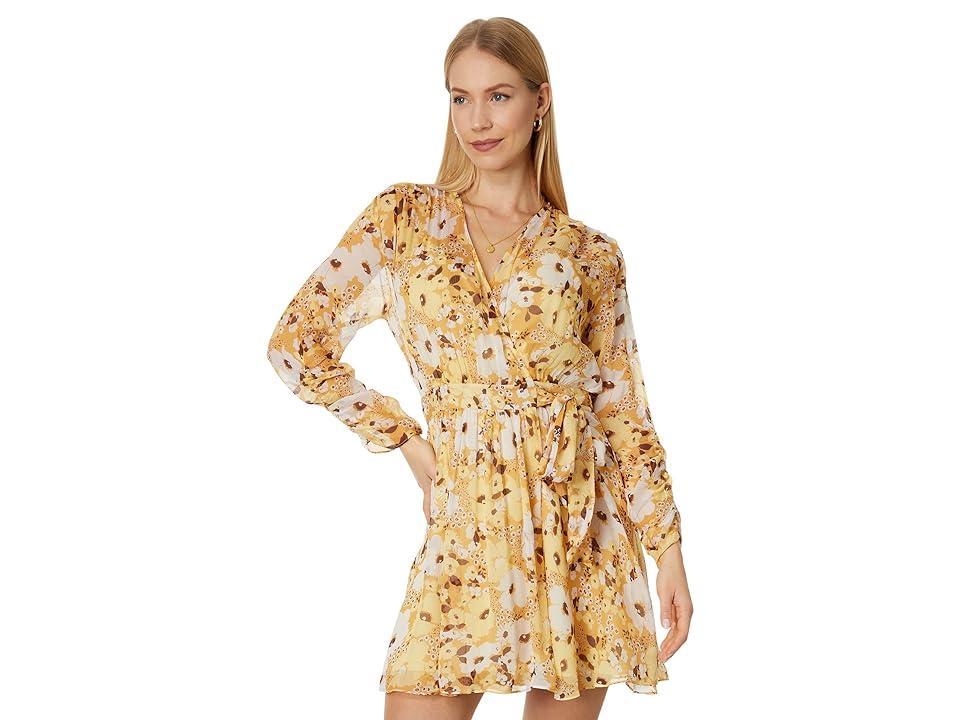 Joie Clara Floral Long Sleeve Silk Minidress Product Image