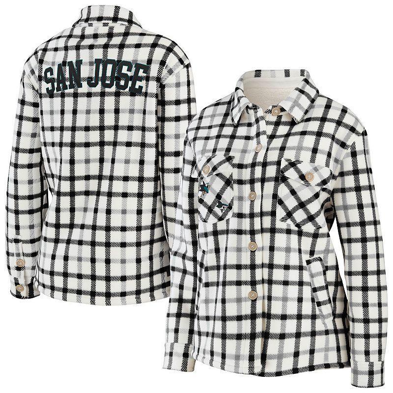 Womens WEAR by Erin Andrews Oatmeal San Jose Sharks Plaid Button-Up Shirt Jacket Product Image