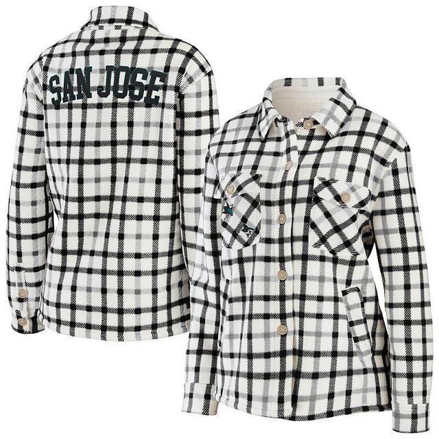 Womens WEAR by Erin Andrews Oatmeal San Jose Sharks Plaid Button-Up Shirt Jacket Product Image