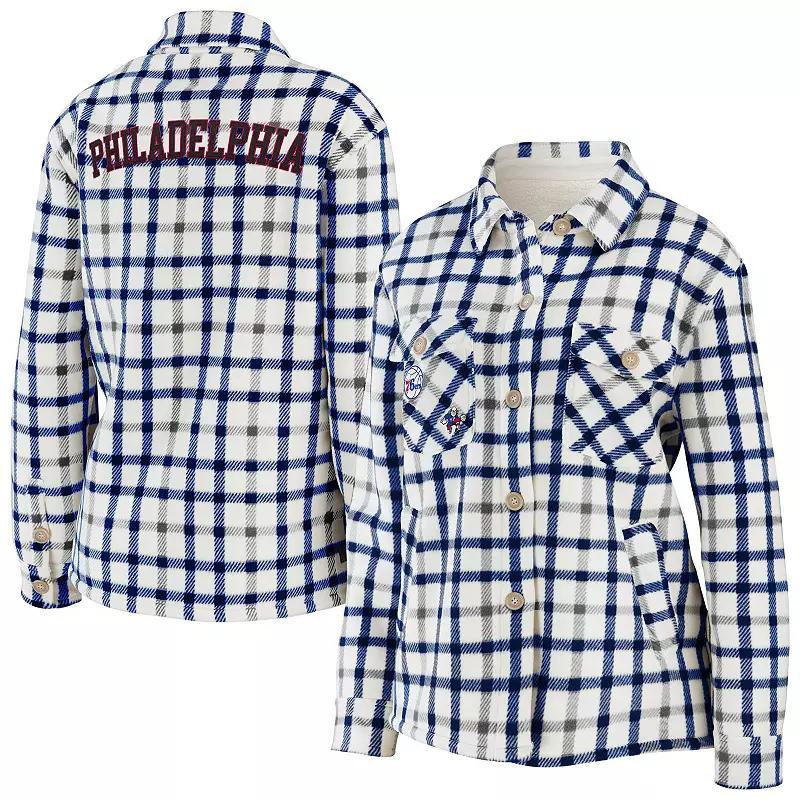 Womens WEAR by Erin Andrews Oatmeal Philadelphia Flyers Plaid Button-Up Shirt Jacket Product Image