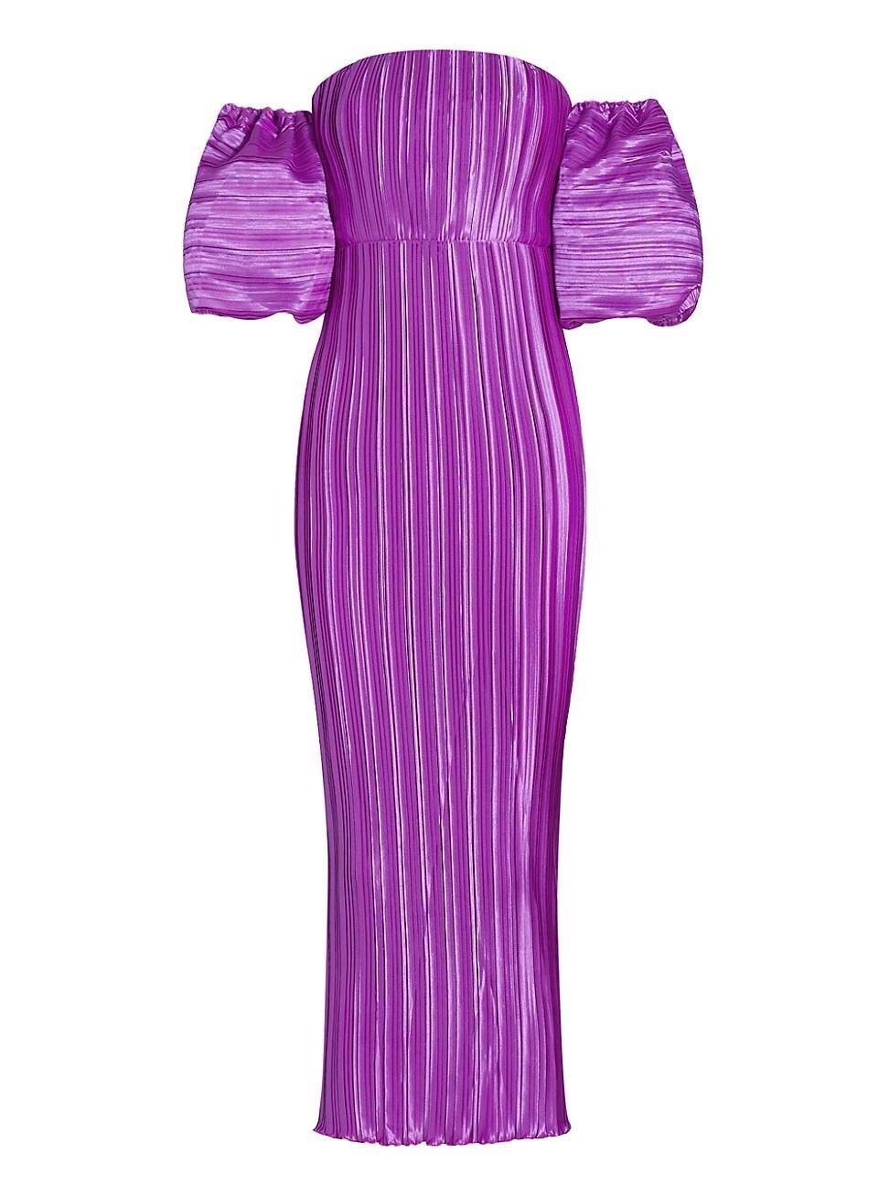 Womens Sirene Off-The-Shoulder Pleated Gown - Grape - Size 4 Product Image