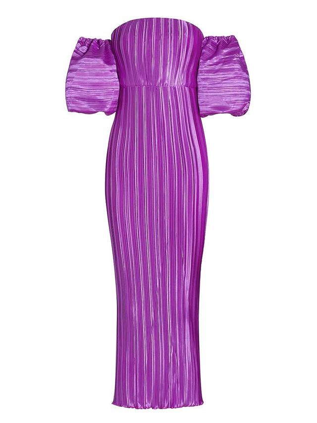 Womens Sirene Off-The-Shoulder Pleated Gown - Grape - Size 4 Product Image