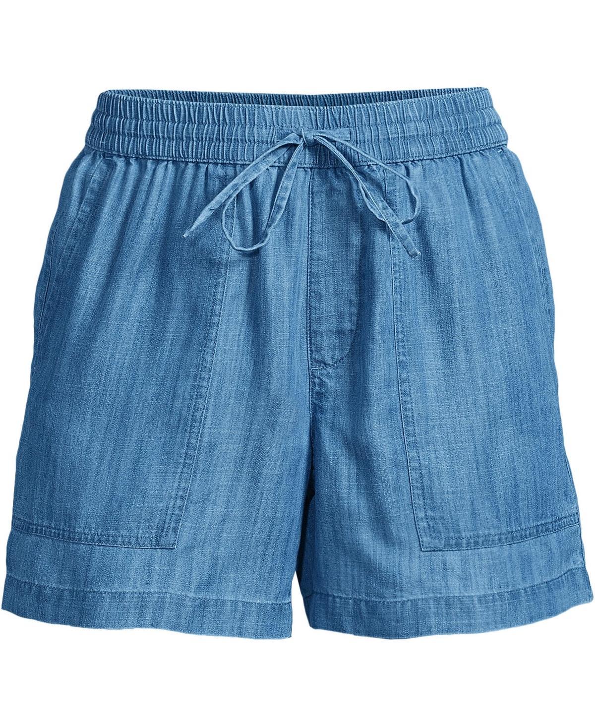 Womens Lands End High Rise Drawstring 5-in. Shorts Deep Blue Product Image