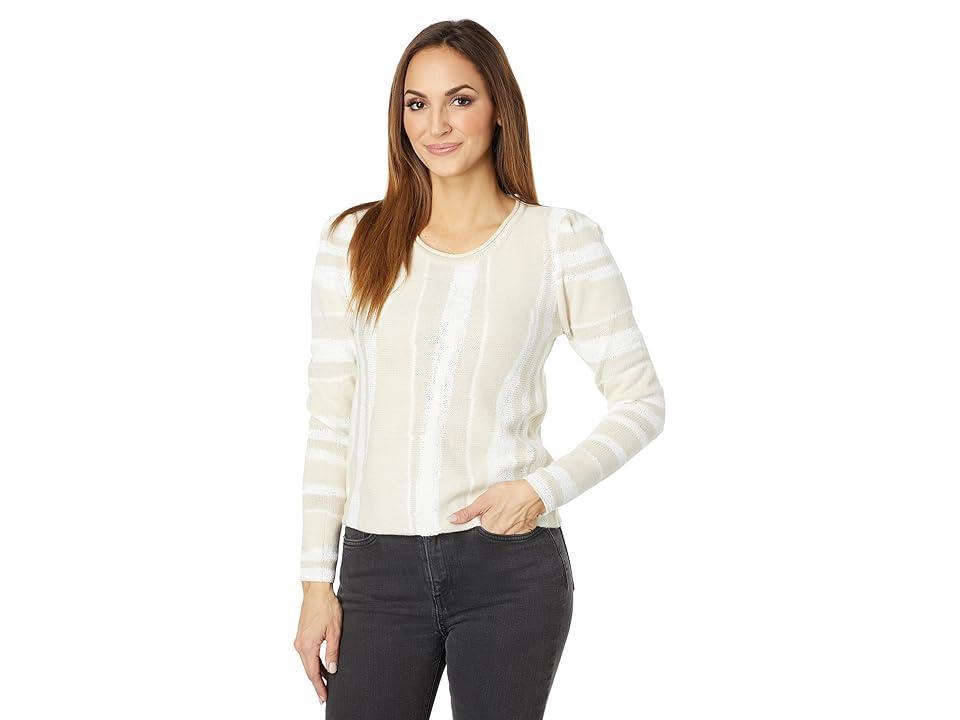 Saltwater Luxe Connell Long Sleeve Mixed Media Sweater (Vanilla) Women's Clothing product image