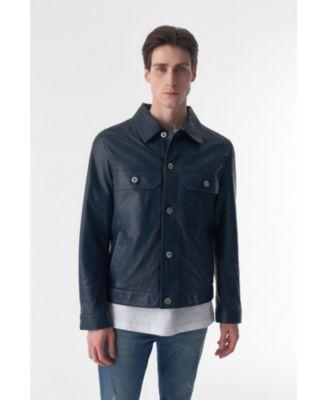 Men's Genuine Leather Trucker Jacket Product Image