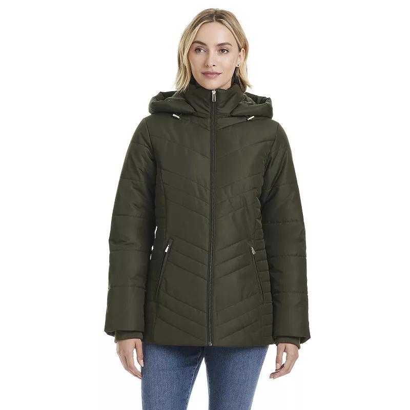 Womens d.e.t.a.i.l.s Triple Chevron Puffer Jacket with Detachable Hood Product Image